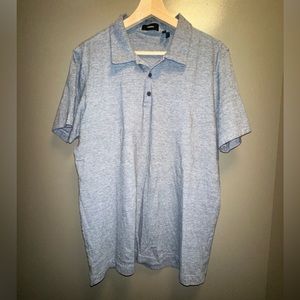 Theory striped marled blue short sleeve polo